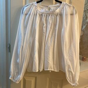 Treasure & Bond 100% Cotton White Long Sleeved Peasant Top